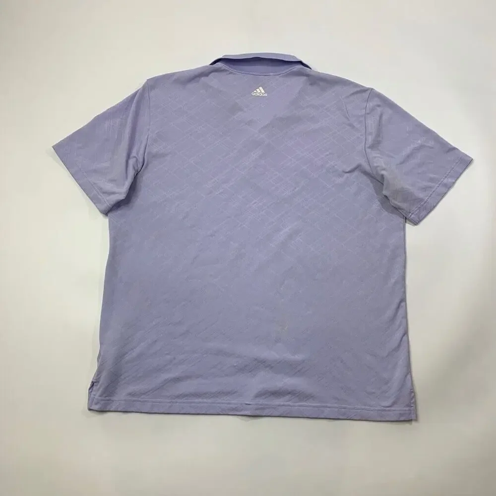 Adidas Polo Shirt Mens XL Lilac Purple Puremotion Printed Performance Golf *READ